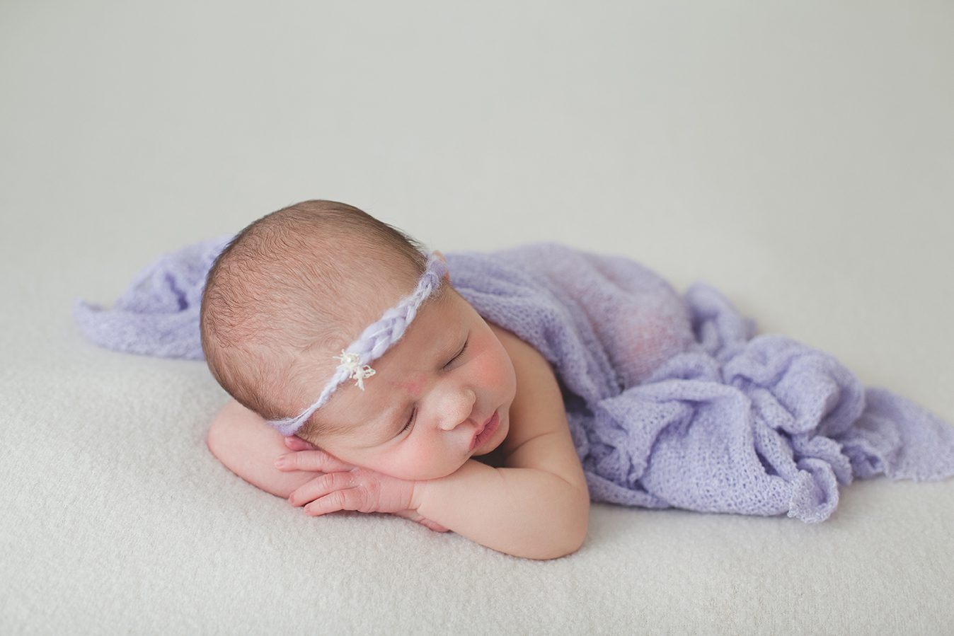 edmonton newborn photography of little girl in purple
