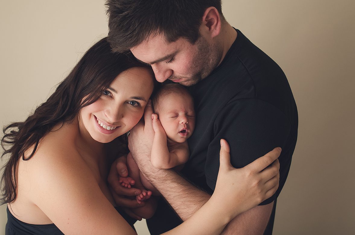 family of 3 edmonton newborn photograph
